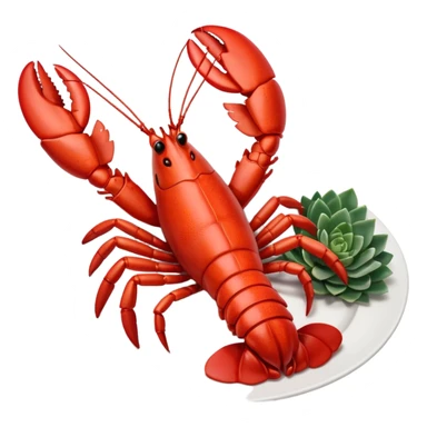 cooked lobster on a white plate, no garnish sticker