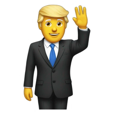 Donald Trump in suit waving sticker