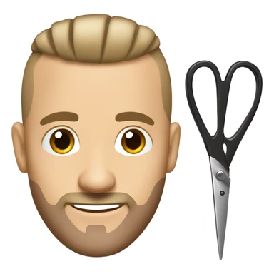 Caucasian barber with scissor face tattoo with a razor sharp hairline with a bald fade sticker