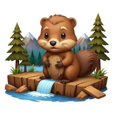 Cute beaver building a dam sticker
