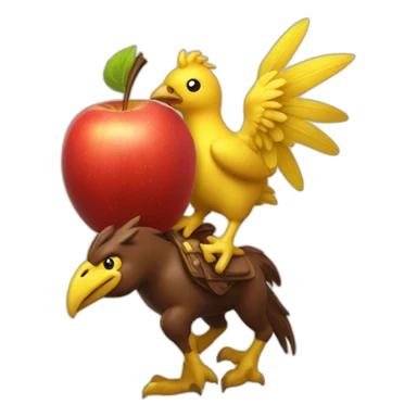 red apple riding a chocobo sticker