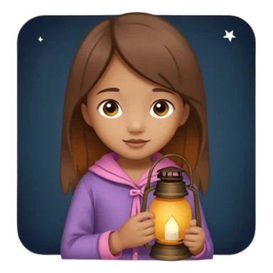 Adorable little girl holding a lantern, looks like it is made of felt texture, scrapbooking style, transparent background sticker