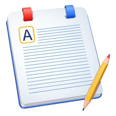 exam paper with “ABC” letters and a pencil sticker