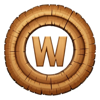 letter w inside tree rings sticker