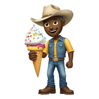 Cowboy eating ice cream sticker