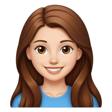 white girl with long brown hair smiling sticker