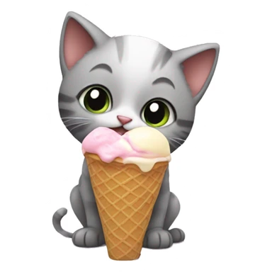 kitten eating ice cream sticker