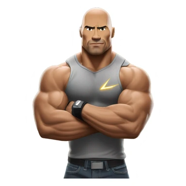 the rock double biceps with lightning bolts sticker