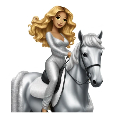 beyonce on silver sparkling horse  sticker