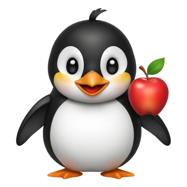 penguin apple emoji laughing sticker