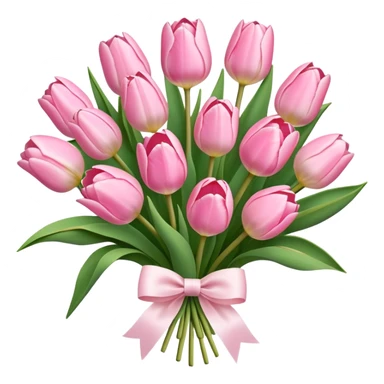 Pastel pink tulip bouquet with bow sticker