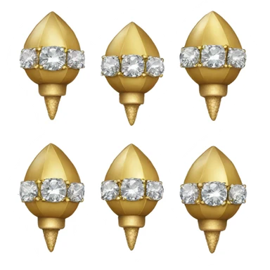 a Diamond Acorn, sparkling cut diamond, with stem of gold sticker