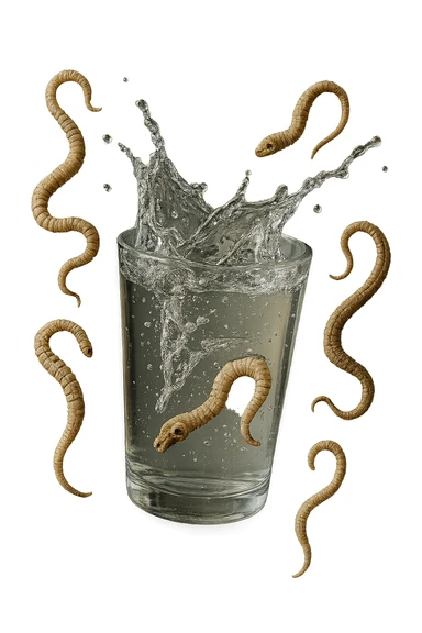 parassiti tipo la tenia fluttuano in aria insieme a questo bicchiere, iperrealistico 4k sticker