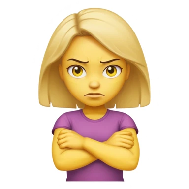 girl yellow angry face emoji with arms crossed over each other in front  sticker
