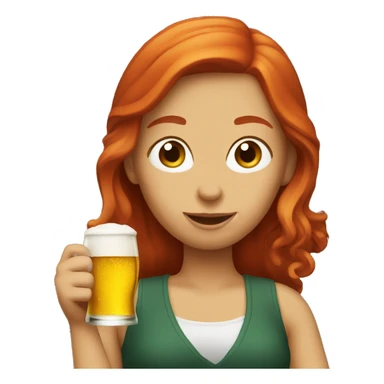 Red hair woman drinking beer sticker