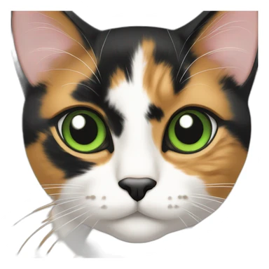 Green eyed Calico cat with black nose sticker