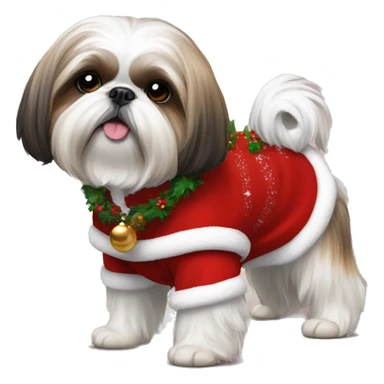 Shih tzu with christmas clothes  sticker