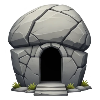 A boulder sealing the entrance to a tomb sticker