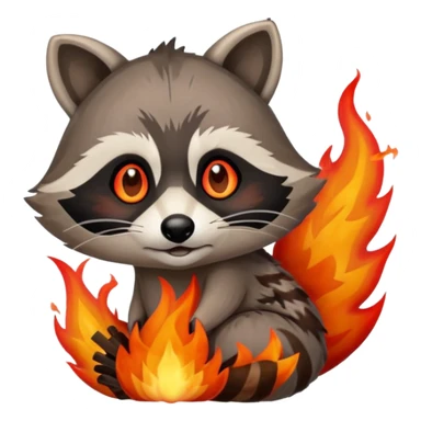 raccoon in fire sticker