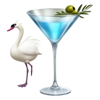 A martini with a coquette swan sticker