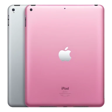  pink iPad (Apple tablet) with sleek metallic finish, minimal and modern design, soft reflections, isolated on transparent background, realistic style" sticker