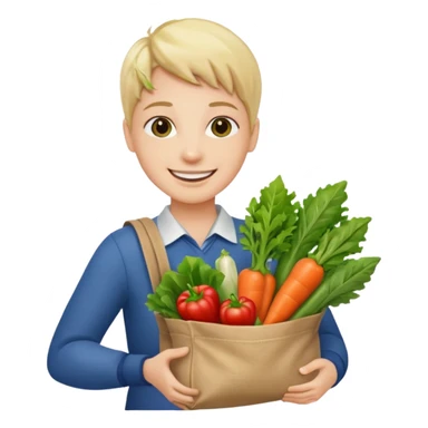 house holding vegetables bag sticker