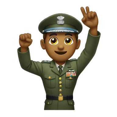 A militar raising his hand sticker