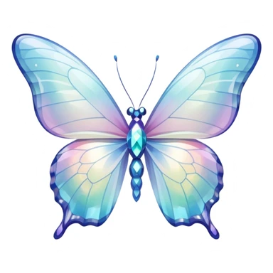 Pastel white iridescent glass crystal butterfly sticker