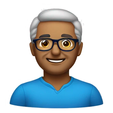 hombre de 50 años com gafas rectangulares pequeñas de color azul com pco pelo ojos marrones verdosos  sticker