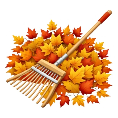 rake and autumn leaves sticker