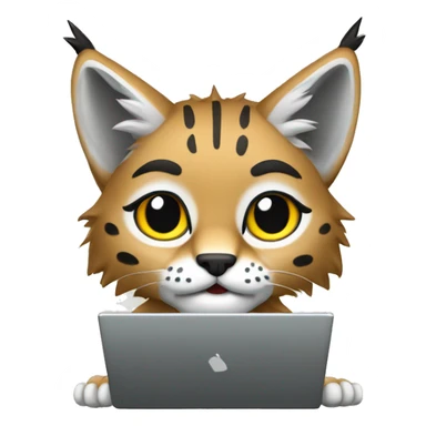 A lynx with a laptop sticker