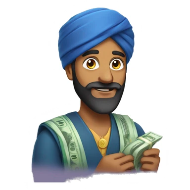 Indian man with beard and money in hand  sticker