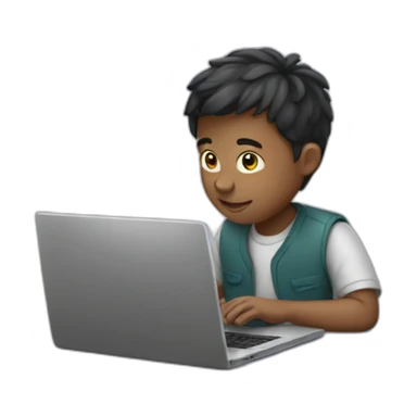Boy working on laptop sticker