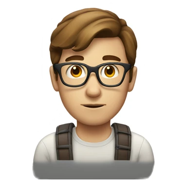 white nerd with brown hair waiting sticker