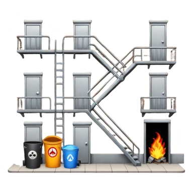 urban alley with simplified background buildings, emoji style sticker