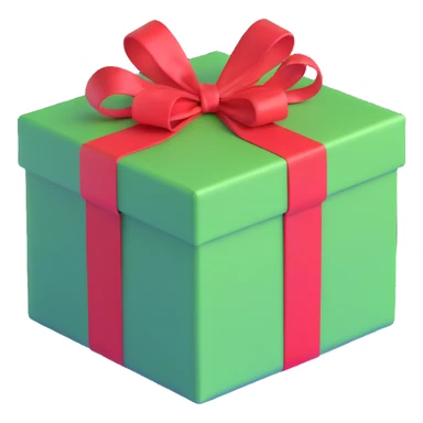 gift box, green with red ribbon sticker