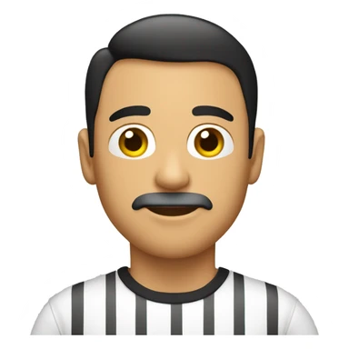 hombre con camiseta blanca con rayas y antifaz negro sticker