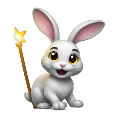 a rabbit with a magic wand sticker
