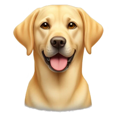 Yellow Labrador retriever with an orange ball that has different sized dimples in the ball sticker
