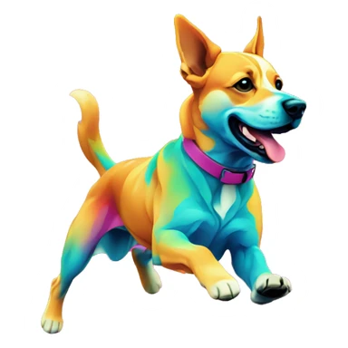 Vector art of a dog running made of vector multicoloured gradient shapes abstract shapes vector art sticker