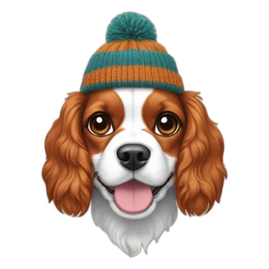 cavalier king charles wearing woolly hat sticker