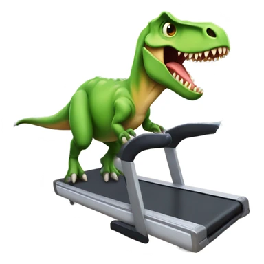 dinosaur runs on a treadmill sticker