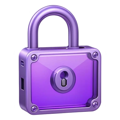 Holographic and glassmorphic purple lock sticker