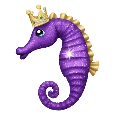 purple sparkly seahorse with a tiara  sticker