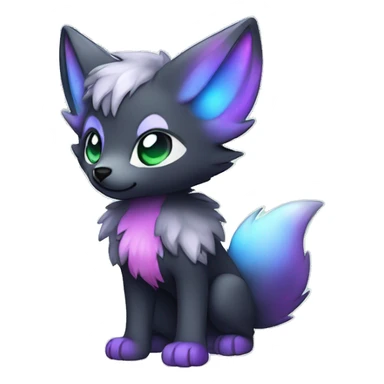 Cute cool black nebula green blue purple pink animal silver foxhybrid Fakemon full body sticker