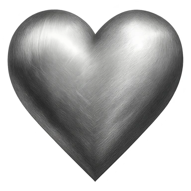 heart with a brushed metal finish, realistic digital art style, no background sticker