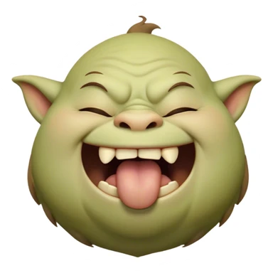Cinematic Cute Yawning Ogre Portrait Emoji, with a surprisingly cuddly, rotund figure in soft earthy greens and browns, head tilted back in a big, gentle yawn exposing a set of comically oversized teeth, simplified yet irresistibly adorable, highly detailed with a soft glowing outline that captures the sleepy charm of a friendly ogre after a long day of gentle mischief! sticker