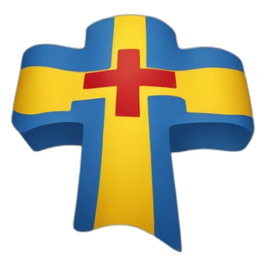 flag emoji with a blue Scandinavian cross with a red outline on a yellow background Ingermanland sticker