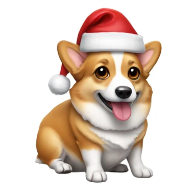Corgi with a Santa hat sticker