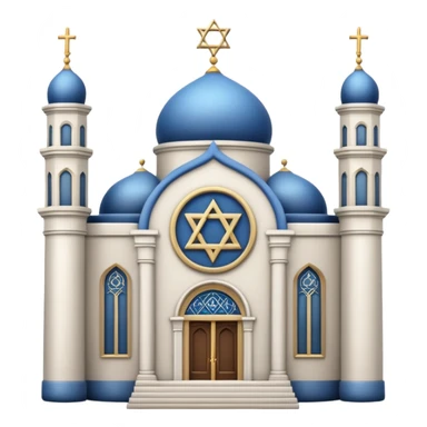 reform jewish synagogue similar in architecture to historical churches (pretty and magnificent), white in color, in ios emoji style sticker